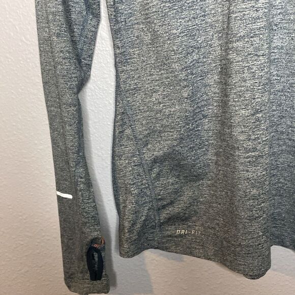 Nike DriFit Gray and Peach Orange Quarter-Zip Pullover Thumbholes Size Small - Picture 5 of 9